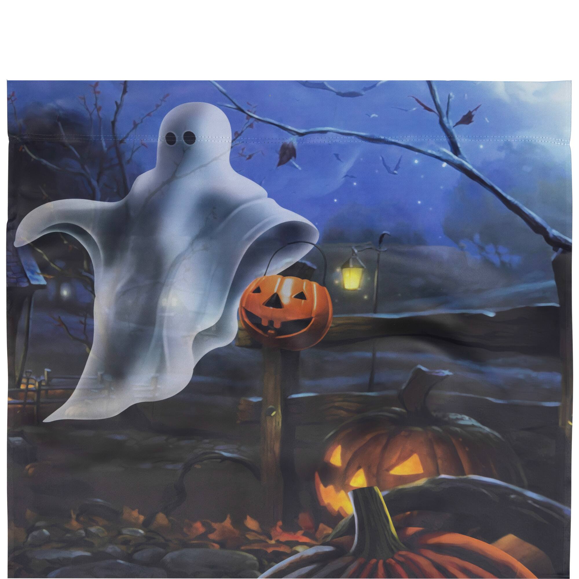 Pumpkins & Ghost Spooky Halloween Outdoor Garden Flag, 28" x 40"